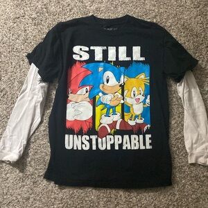 Sonic long sleeve shirt, size medium, black & white